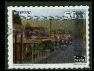 Stamp, Street Scene, Reefton, Personalized and Private Mail Stamps,  , Buildings, Roads, Shops, Townscapes / City Views