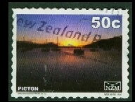 Stamp, Sunrise Over Waikawa Bay, Personalized and Private Mail Stamps,  , Landscapes, Ports, Sailing Ships, Ships, Sunsets / Sunrises