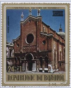 Stamp, Church of Sts. John and Paul, Burundi,  , Churches - Cathedrals - Basilicas - Chapels