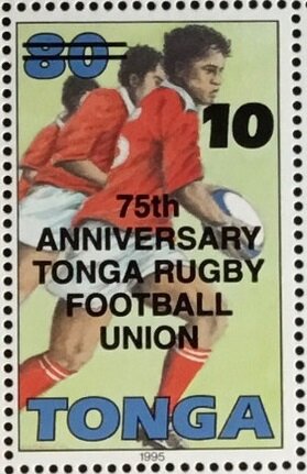 Player running right with ball (English overprint)