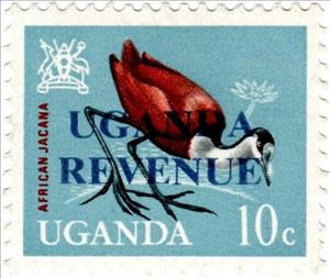 Stamp, African Jacana (Actophilornis africanus), Uganda,  , Animals (Fauna), Birds