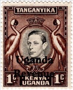 Stamp, Grey Crowned Crane (Balearica regulorum), Uganda,  , Animals (Fauna), Birds, Cranes (Birds), Crowns and Coronets, Famous People, Heads of State, Kings, Royalty