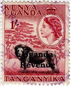 Stamp, Lion (Panthera leo), Uganda,  , Animals (Fauna), Famous People, Heads of State, Лев, Mammals, Queens, Royalty, Wild Cats