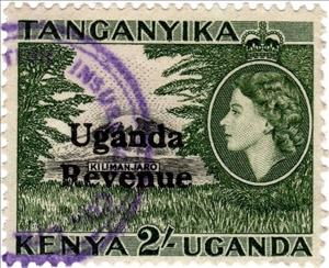 Stamp, Mount Kilimanjaro, Uganda,  , Famous People, Heads of State, Landscapes, Mountains, Queens, Royalty, Volcanos, Women