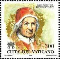 Stamp, Benedikt XIV, 1740, Vatican City,  , Clergy, Coats of Arms, Famous People, Legends, Men, Popes, Religion