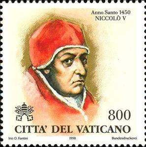 Stamp, Nicholas V, 1450, Vatican City,  , Clergy, Coats of Arms, Famous People, Legends, Men, Popes, Religion