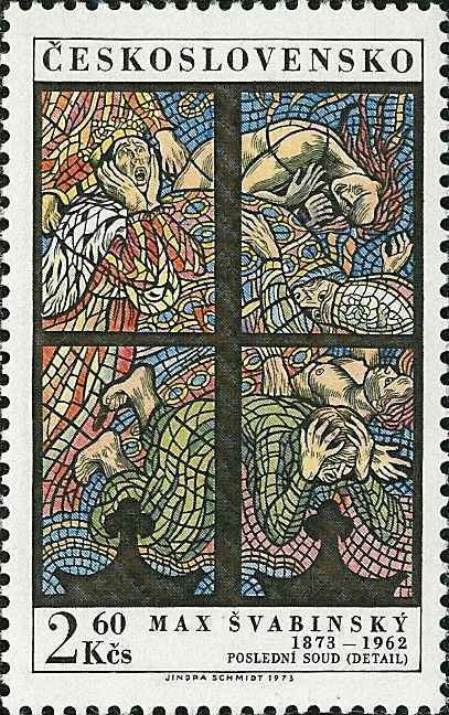 Last Judgment, stained glass window, St. Vitus cathedral