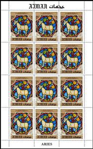 Full Pane, Aries, Zodiac sign in the Notre Dame Cathedral, Paris, Ajman,  , Stained-glass, Zodiac