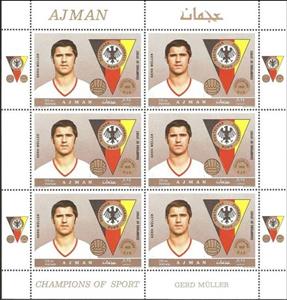 Full Pane, Gerhard „Gerd“ Müller (*1945), Center-forward, Ajman,  , Football (Soccer), Seals (Emblems), Sports