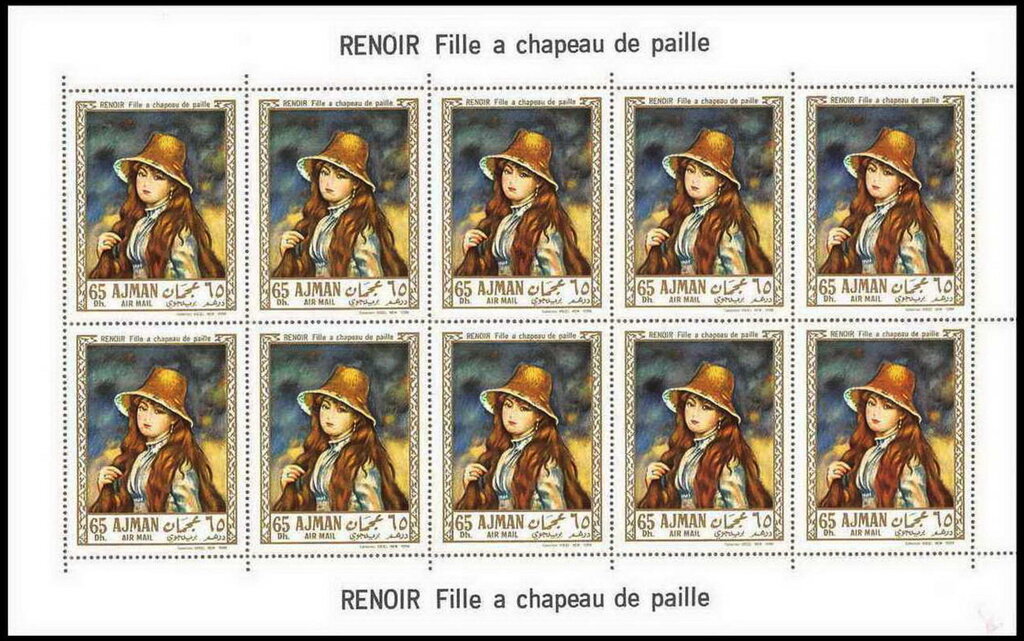 Jeune fille avec un chapeau de paille, Renoir (1884)