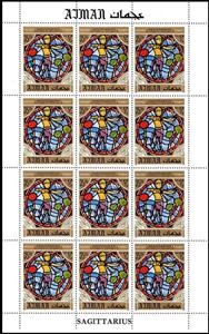 Full Pane, Sagittarius, Zodiac sign in the Notre Dame Cathedral, Paris, Ajman,  , Archery, Stained-glass, Zodiac