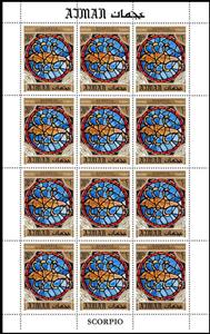 Full Pane, Scorpio, Zodiac sign in the Notre Dame Cathedral, Paris, Ajman,  , Scorpions, Stained-glass, Zodiac