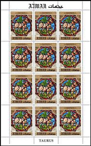 Full Pane, Taurus, Zodiac sign in the Notre Dame Cathedral, Paris, Ajman,  , Bulls and Cows, Stained-glass, Zodiac