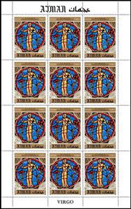Full Pane, Virgo, Zodiac sign in the Notre Dame Cathedral, Paris, Ajman,  , Stained-glass, Women, Zodiac