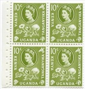Booklet Pane, Cotton, British East Africa (Kenya, Uganda and Tanganyika),  , Birds, Crops, Flowers, Giraffes, Heads of State, Лев, Plants (Flora), Queens