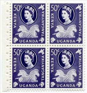 Booklet Pane, Zebra (Equus sp.), British East Africa (Kenya, Uganda and Tanganyika),  , Animals (Fauna), Birds, Giraffes, Heads of State, Лев, Mammals, Queens, Zebras