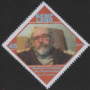 Stamp, 37th Year of Postmaster Matthew Campbell, Cinderellas,  , People, Postmasters