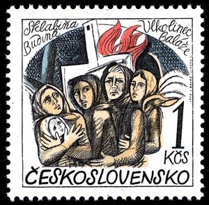 Stamp, Destruction of 14 villages by the Nazis, Czechoslovakia,  , Second World War