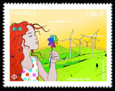 Wind Generators and Girl Blowing Pinwheel