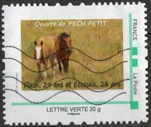 Stamp, Pech Petit. Flash and Ecossais, France,  , Charity, Horses