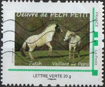 Stamp, Pech Petit. Patch and Vaillant de Pepsi, France,  , Charity, Horses
