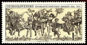 Stamp, Liberation by Soviet Army 1945, Czechoslovakia,  , Music, Feasts