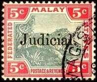 Stamp, Tiger (Panthera tigris), Malaya, Federated Malay St.,  , Animals (Fauna), Mammals, Tigers, Wild Cats