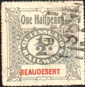 Stamp, Queensland Railways ½d., Personalized and Private Mail Stamps,  , Numbers, Railways