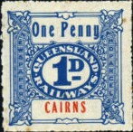 Stamp, Queensland Railways 1d., Personalized and Private Mail Stamps,  , Numbers, Railways