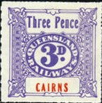 Stamp, Queensland Railways 3d., Personalized and Private Mail Stamps,  , Numbers, Railways