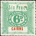 Stamp, Queensland Railways 6d., Personalized and Private Mail Stamps,  , Numbers, Railways