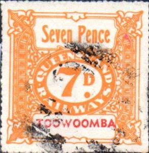 Stamp, Queensland Railways 7d., Personalized and Private Mail Stamps,  , Numbers, Railways