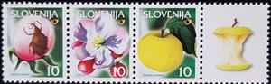 Se-tenant, Anthonomus pomorum, Apple Blossom, "Dolenjska voščenka" - Ap, Slovenia,  , Animals (Fauna), Beetles, Flowers, Fruits, Insects, Plants (Flora)