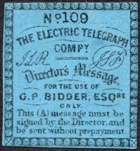 Stamp, Director's Message for the use of G.P. Bidder, Esqre., United Kingdom of Great Britain & Northern Ireland,  , Telegraphy