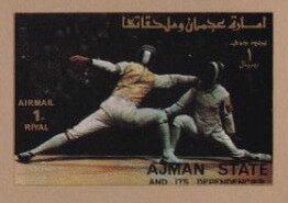 Stamp, Fencing, Ajman,  , Fencing, Olympic Games, Sports