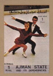 Stamp, Figure Skating (pairs), Ajman,  , Figure-skate, Olympic Games, Sports, Winter Sports