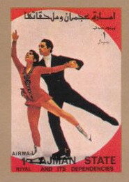 Stamp, Figure Skating (pairs), Ajman,  , Figure-skate, Olympic Games, Sports, Winter Sports