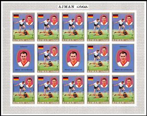 Full Pane, Franz Beckenbauer (*1945), Germany, Ajman,  , Flags, Football (Soccer), Sports