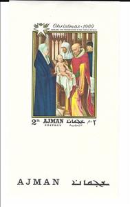 Souvenir Sheet, Hans Memling: Presentation in the Temple, Ajman,  , Art, Christmas, Paintings, Religion