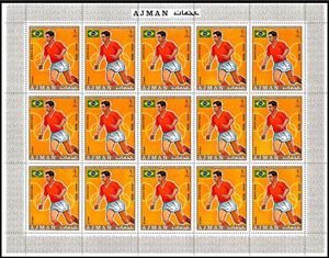 Full Pane, Mané Garrincha (1933-1983), Brazil, Ajman,  , Flags, Football (Soccer), Sports