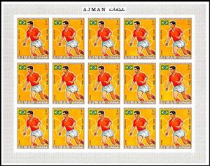 Full Pane, Mané Garrincha (1933-1983), Brazil, Ajman,  , Flags, Football (Soccer), Sports