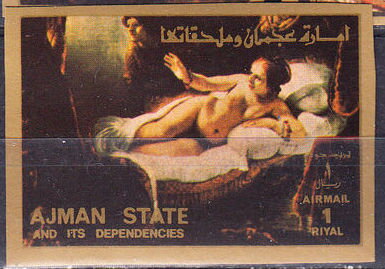 Stamp, Nude painting, Ajman,  , Art, Eroticism, Nudes, Painters, Paintings