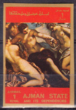 Stamp, Nude painting, Ajman,  , Art, Eroticism, Nudes, Painters, Paintings