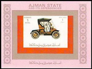 Souvenir Sheet, Old car #3, Ajman,  , Cars