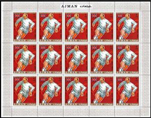 Full Pane, Sir Robert „Bobby“ Charlton (*1937), England, Ajman,  , Flags, Football (Soccer), Sports