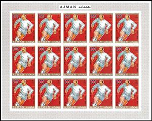 Full Pane, Sir Robert „Bobby“ Charlton (*1937), England, Ajman,  , Flags, Football (Soccer), Sports