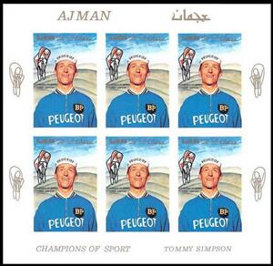 Full Pane, Tom Simpson (1937-1967), Great Britain, Ajman,  , Bicycles, Cycling, Sports