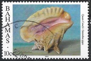 Stamp, Queen Conch (Lobatus gigas), Bahamas,  , Shells