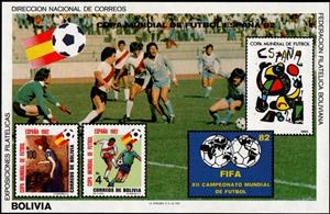 Souvenir Sheet, Soccer World Cup, Spain, Bolivia,  , Football (Soccer), Sports
