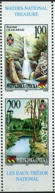Waterfall and river vertical strip